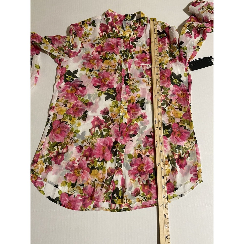 KUT From The Kloth Chiffon Button-Up Shirt Floral Dusty Pink Small NWT - Picture 13 of 14